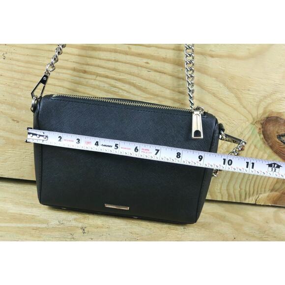 Rebecca Minkoff Crossbody Bag Black Leather Avery Link Chain Bottom Studs - Picture 11 of 11